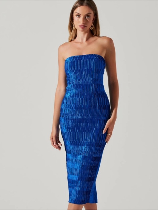 Astr Dresses & Skirts - Astr René Strapless Cobalt Blue Midi Dress
